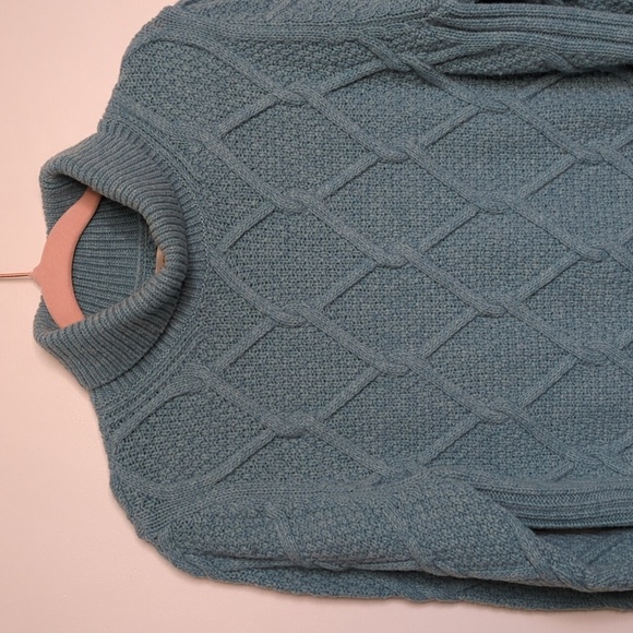 Barbour Turquoise Cable Knit Turtleneck Sweater Size 6 - Picture 6 of 10